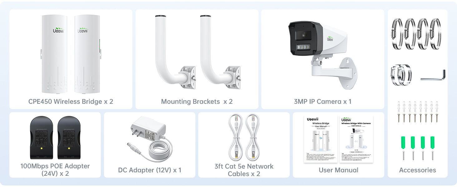 Ptp Security UeeVii 3-IN-1 CPE450 Long Range PTP Security Camera System