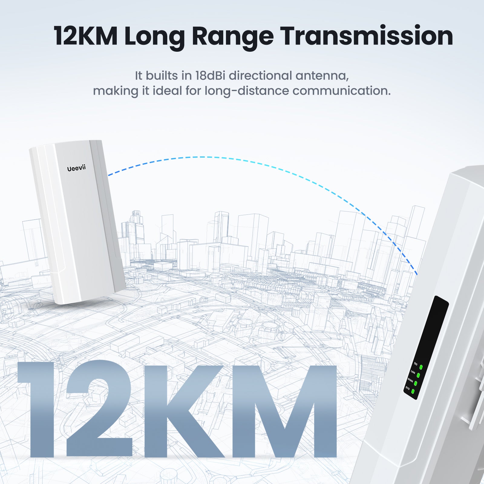 UeeVii CPE10KM 900mbps Wireless Bridge With Bracket Mount, Qualcomm Chip,48V POE,2-Pack