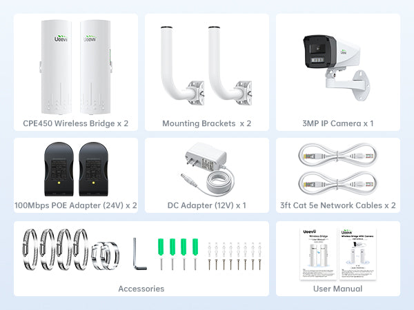 Ptp Security UeeVii 3-IN-1 CPE450 Long Range PTP Security Camera System