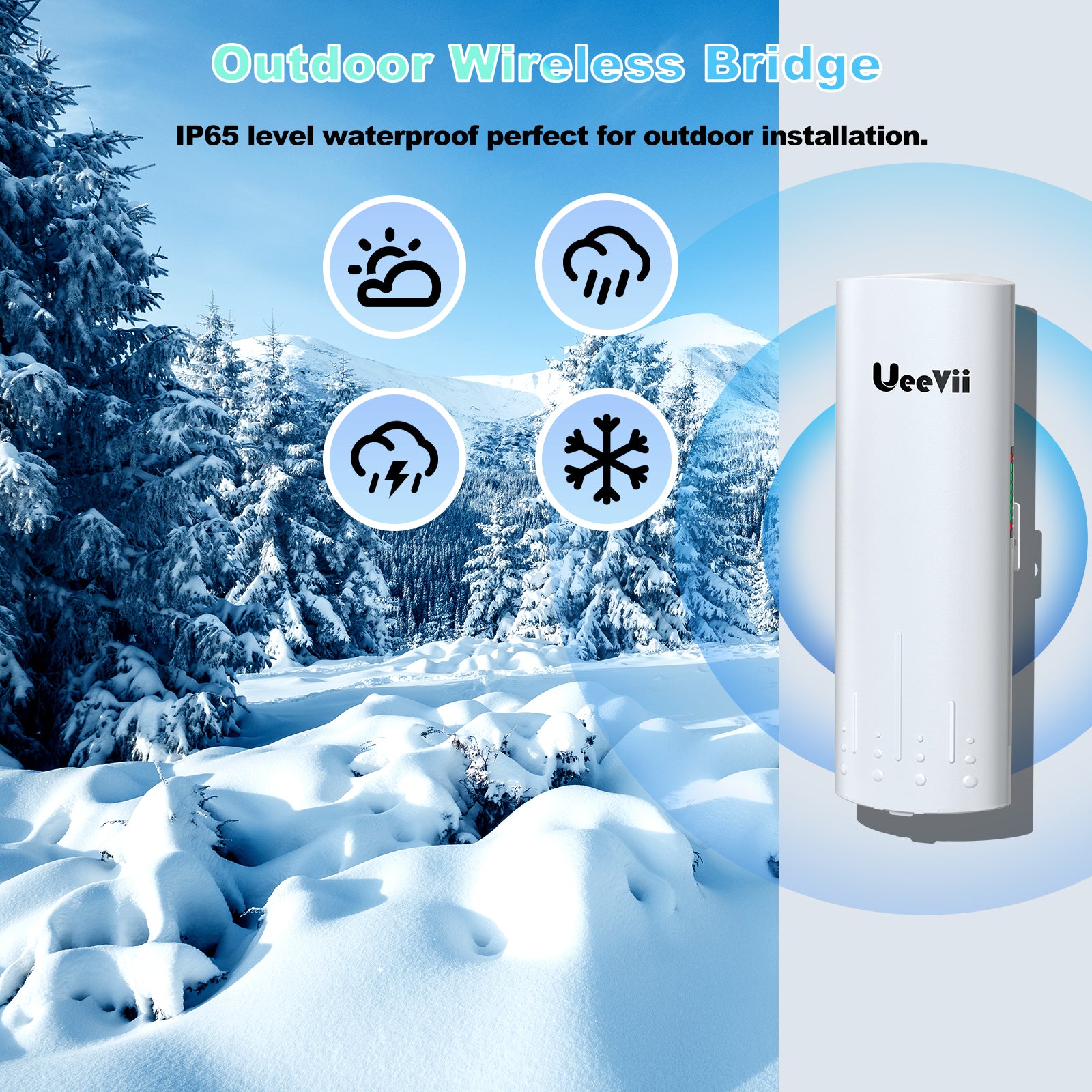 UeeVii CPE450 100Mbps 3KM Point-to-Point Wireless Bridge,2 Pack