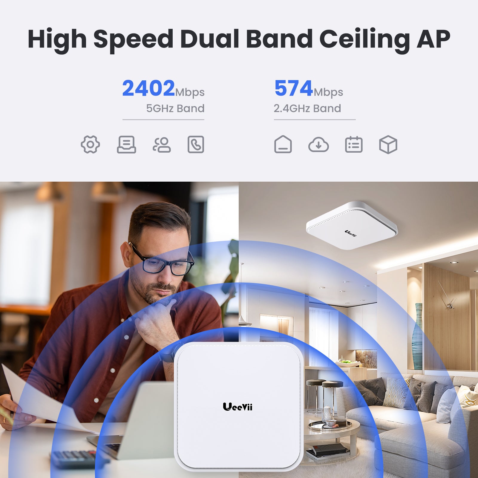 UeeVii UAP66 3000Mbps High-Speed Access Point Wireless Ceiling AP